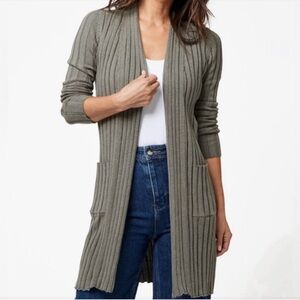 Pact Black Ribbed Open Cardigan